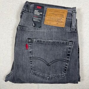 Levi's Premium 502 Regular Taper Jeans Mens 32x34 Gray Dark Wash Stretch